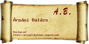 Árpási Balázs névjegykártya