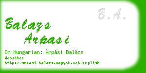 balazs arpasi business card